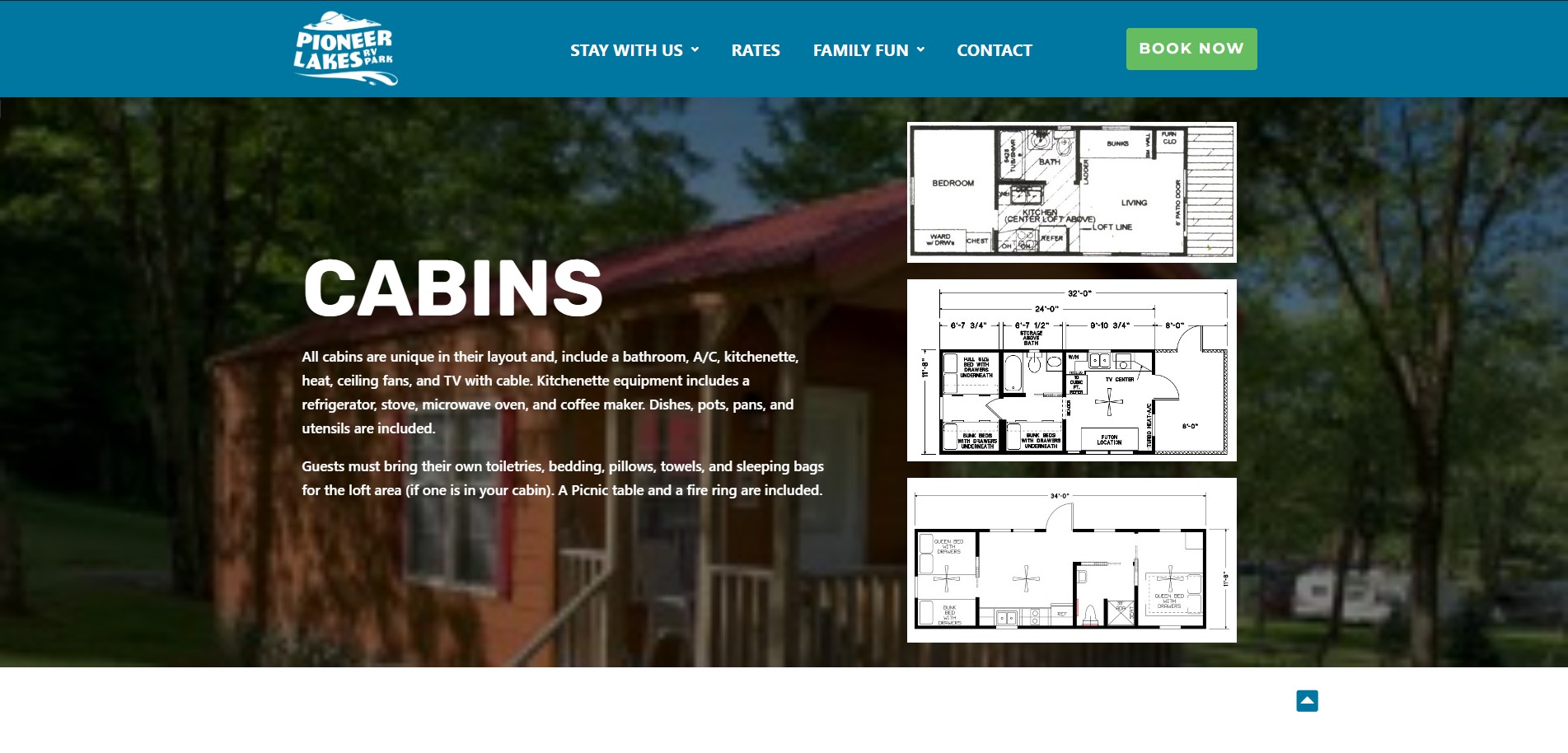 Cabins at Pioneer Lakes RV Park in Somerset, PA